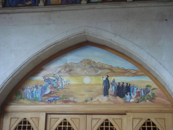 Коптская икона "Передвинутая гора". Храм Симеона Кожевника