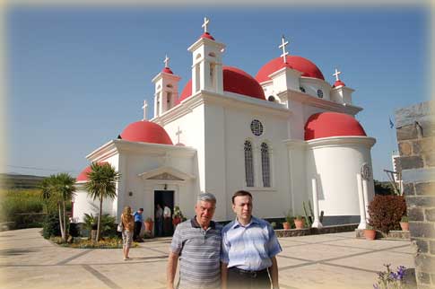 О.А.Колобов и А.А.Корнилов в греческом монастыре в Капернауме